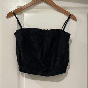 Anthropologie black crop top size xs 100% cotton